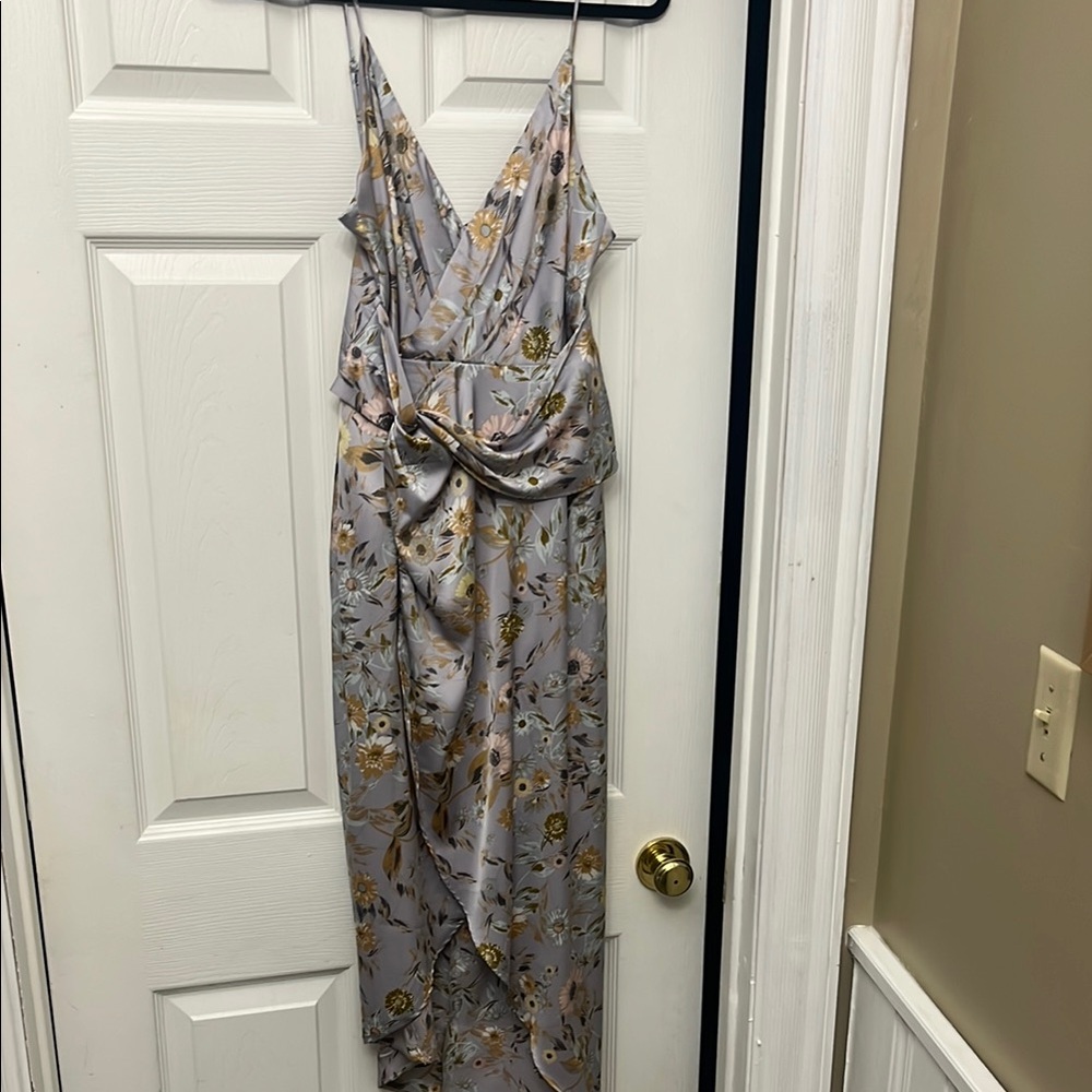 Astr Gray Black Asymmetrical Sundress Spaghetti Strap
